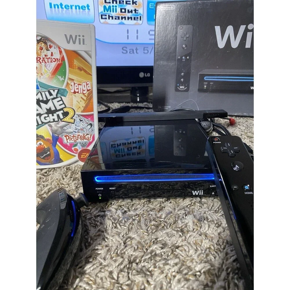 Nintendo Wii Black Console Authentic Motion Plus OEM With Box Complete